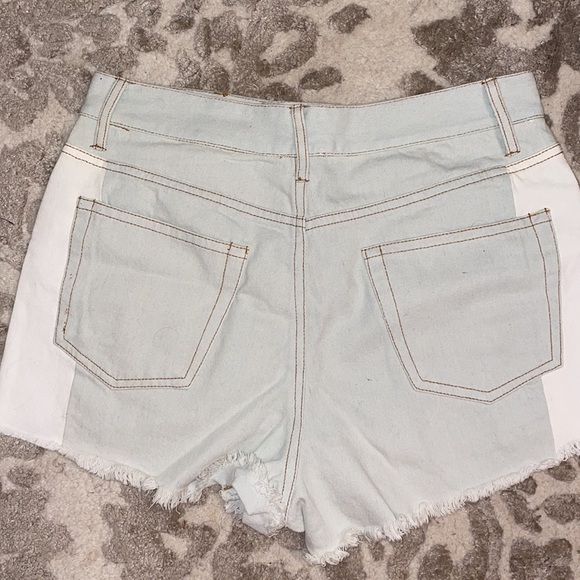 Two Sided Colorblock Denim Shorts - Picture 5 of 7